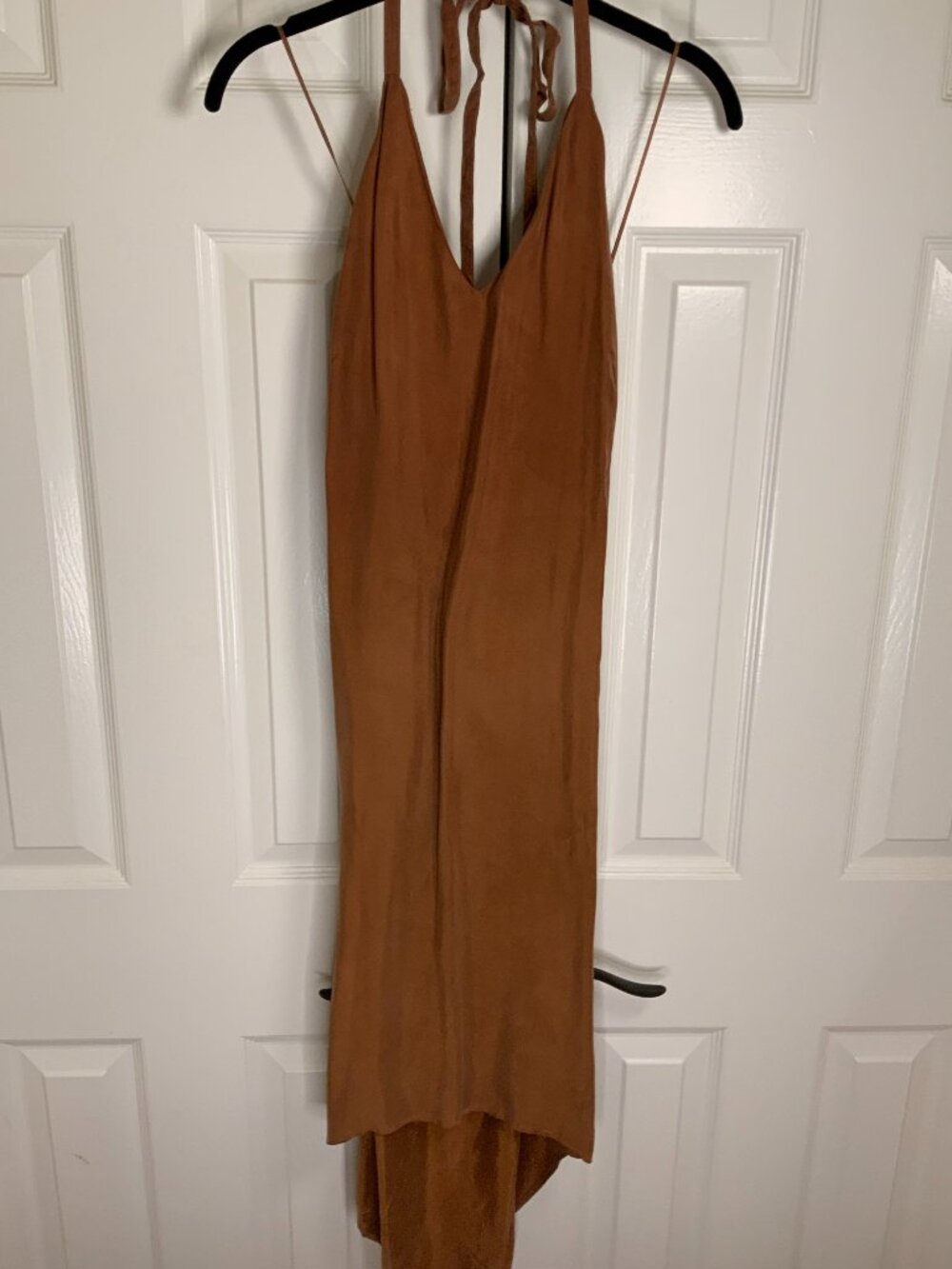 Lovestitch Brown Open Back Halter Midi Dress Size Small